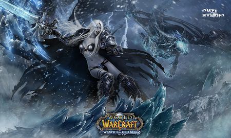 寻找一张冰封王座 女的死亡骑士的图片 白头发双色眼睛坐在宝座上拿剑