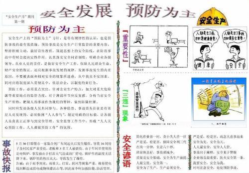 安全生产月手抄报模板及图片安全生产手抄报图片