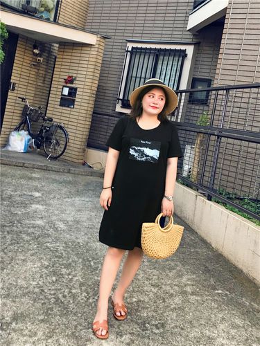 肉肉小姐定制大码女装微胖显瘦胖mm休闲短袖中长t恤连衣裙闭眼入
