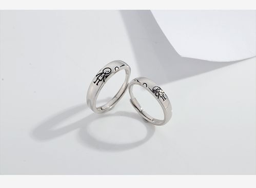 银925男女对戒情人节手牵手恋人情侣戒指开口可调节
