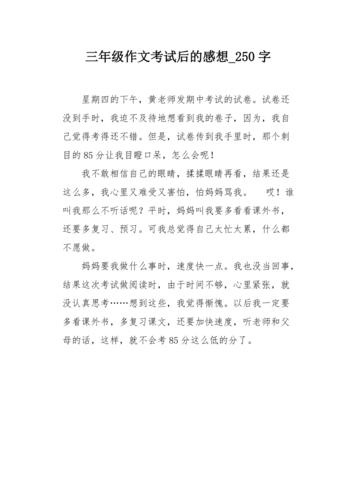 三年级作文考试后的感想250字