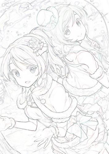 动漫少女简单素描绘画图片