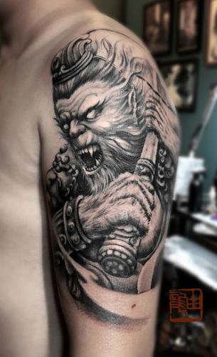 大臂孙悟空纹身图案