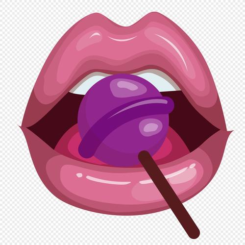 手绘/卡通元素 嘴巴吃棒棒糖.png