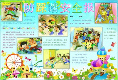 防踩踏安全报 45a3安全常识电子小报成品,交通安全手抄报模板,防火