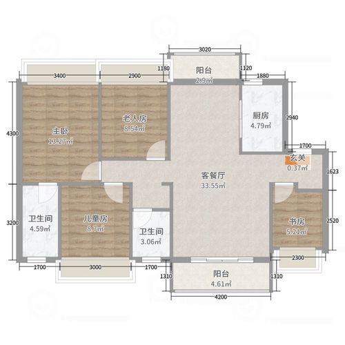 碧桂园·印象花溪4室2厅2卫1厨113.00㎡户型图