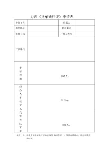 办理货车通行证申请表格范例范例docx4页