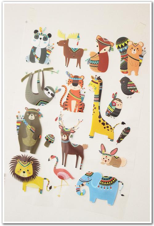 插画手作印第安风小动物烫画热转印服装箱包烫画烫图定制