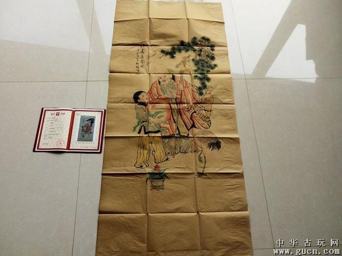 清代传世一幅名人精鹏【福寿长春图】