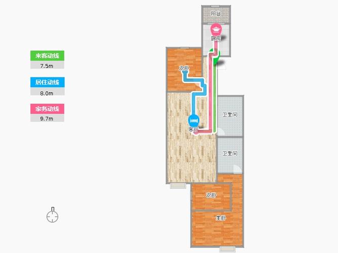 智学苑3室1厅2卫1厨121.00㎡户型图
