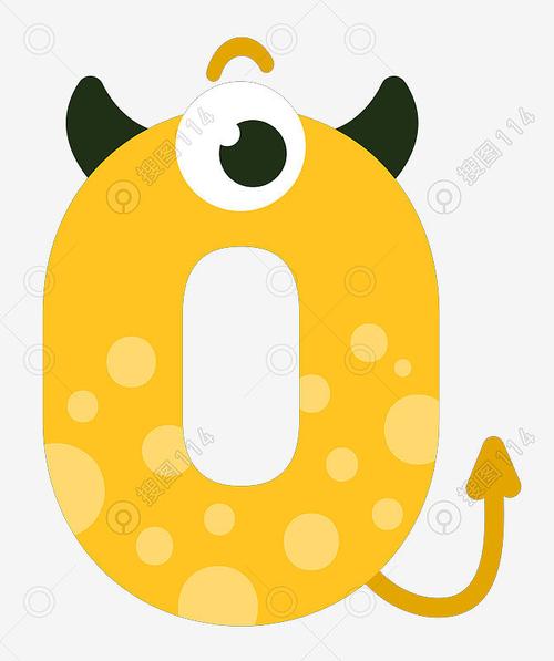 可爱卡通怪兽装饰数字0