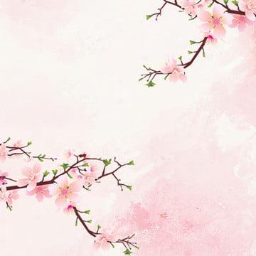 粉色背景 手绘桃花 桃花 浪漫背景 , 浪漫背景, 主图背景, 粉色背景