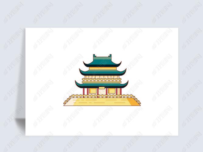 原创苏州四瑞堂城市地标建筑矢量设计插图画古典卡通版权可商用