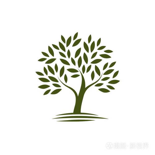 标志树.生态,自然图标或符号.白色背景下分离的矢量插图