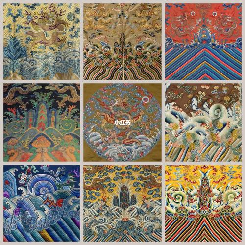 海水江崖中国传统纹样服装服饰手工织绣图案_中国传统