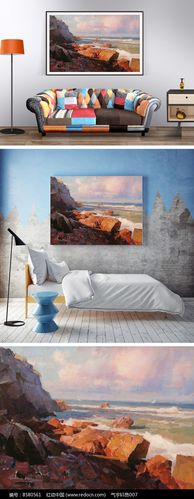 大海海边浪花油画装饰画