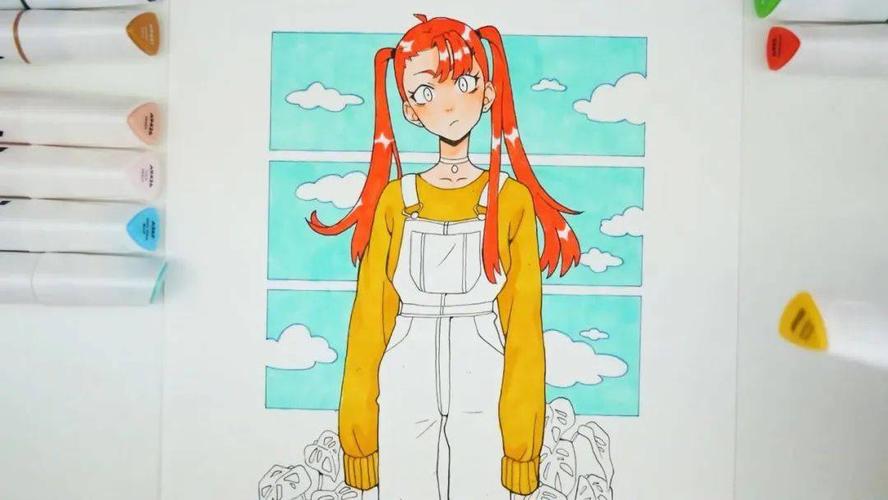 绘画教程 | 马克笔双马尾女生插画手绘教程视频