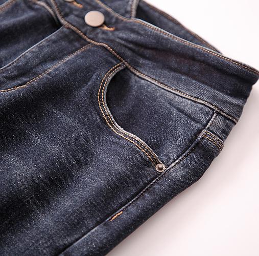 chic款复古做旧~19年秋冬季不规则腰头牛仔小脚裤休闲九分裤女2色