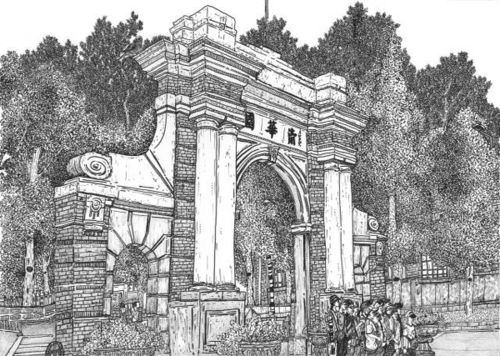 清华美女博士用一只水管笔画出心目中的黑白清华园