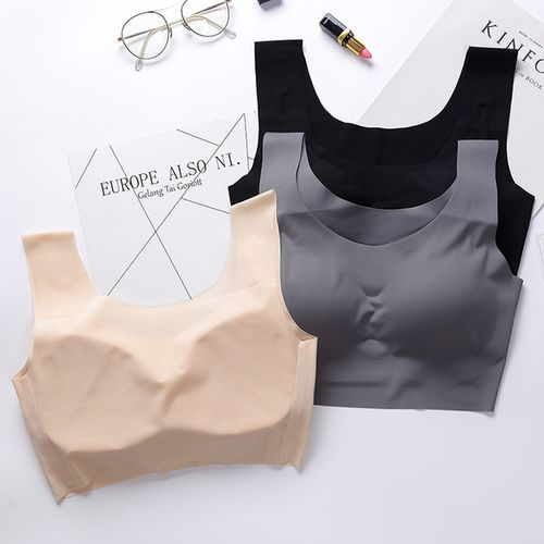 日本一片式无痕内衣安心无钢圈抹胸运动聚拢女睡眠文胸 bra free