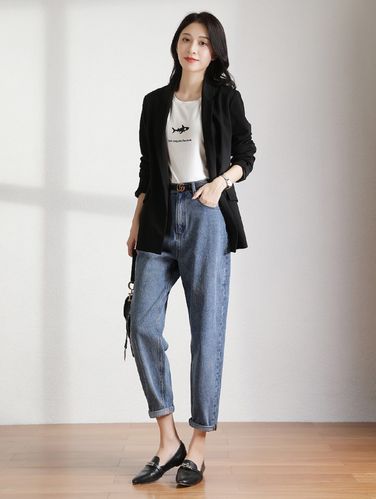 超实穿牛仔老爹裤,诠释经典的时尚搭配