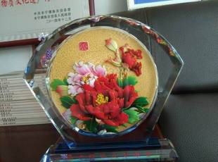 手工承德滕氏布糊画摆件 水晶专利非遗大师级工艺礼品 部分包邮