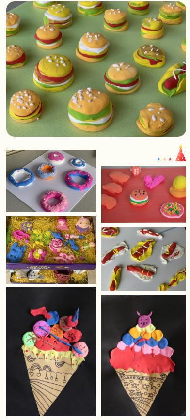 我们还可以发现在这个"美术展"里 很多使用五彩橡皮泥创作的作品 有