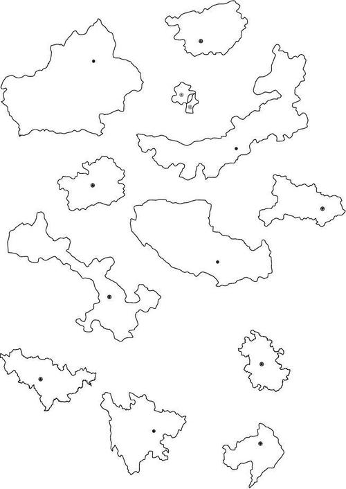 中国34个省级行政区轮廓图
