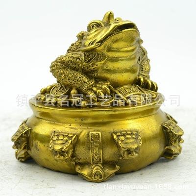 批发精工纯铜 聚宝盆七星金蟾 九龙金蝉经商工艺品摆件装饰