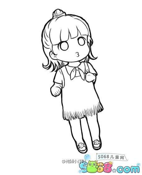 可爱动漫女孩简笔画全身