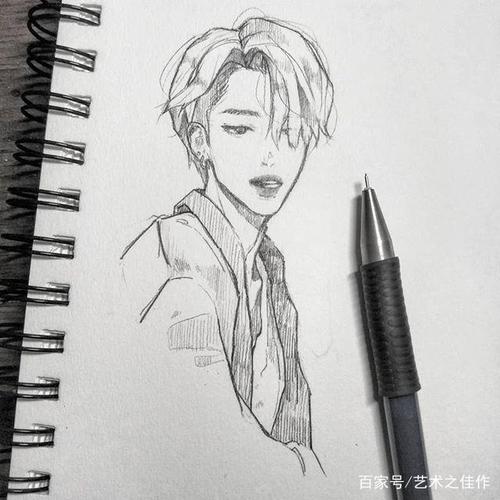 铅笔人物手绘,酷酷的卡通男生,太喜欢了