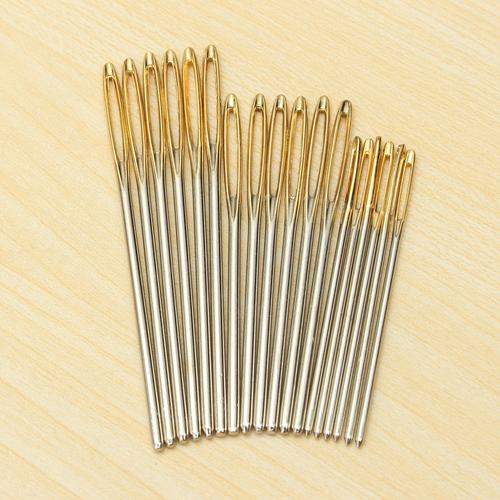 18pcs 3 sizes large knitting sewing needles gold