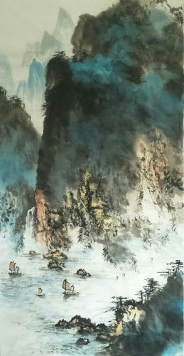 《汉江临眺》 唐 作者: 王维.