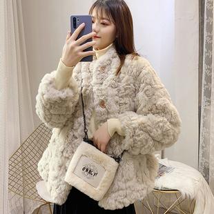 冬羊羔毛外套毛毛绒短款小个子加厚宽松仿皮草大衣兔毛女2021新款