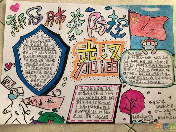 关于武汉肺炎疫情的学生手抄报设计图片_简单好看疫情