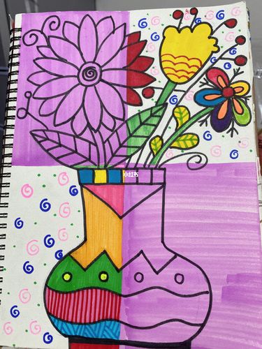 大班绘画:《花瓶里的秋天》_绘画_花瓶_秋天去哪玩_创意儿童画_文化