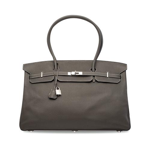 a custom graphite clmence leather shoulder birkin 45 with