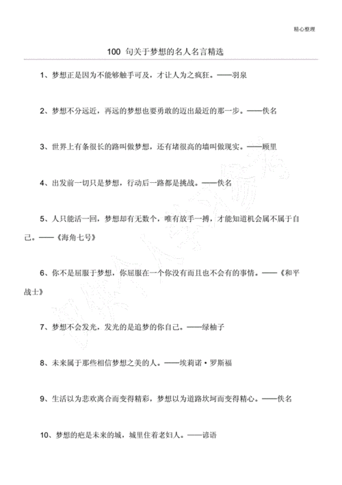 100句关于梦想的名人名言docx13页