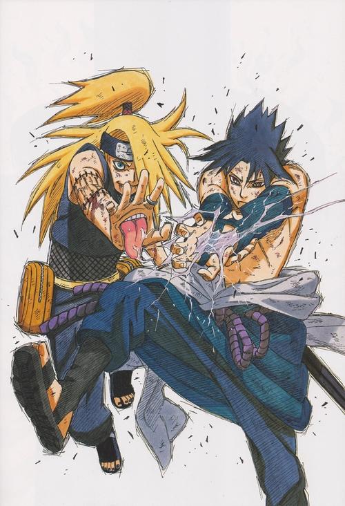 naruto -ナルト- 《火影忍者》 原画 #岸本齐史# 宇智波佐助 迪达拉