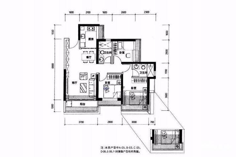 星河天地a户型3房89㎡