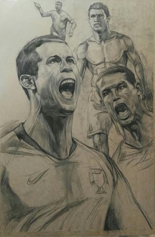 c罗—世界杯足球明星素描头像徐忠磊