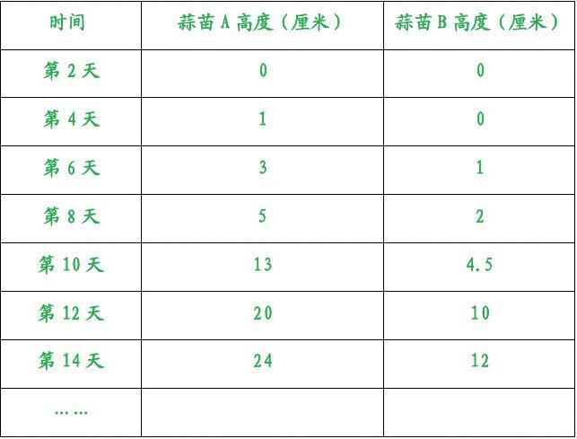 蒜苗生长情况记录表