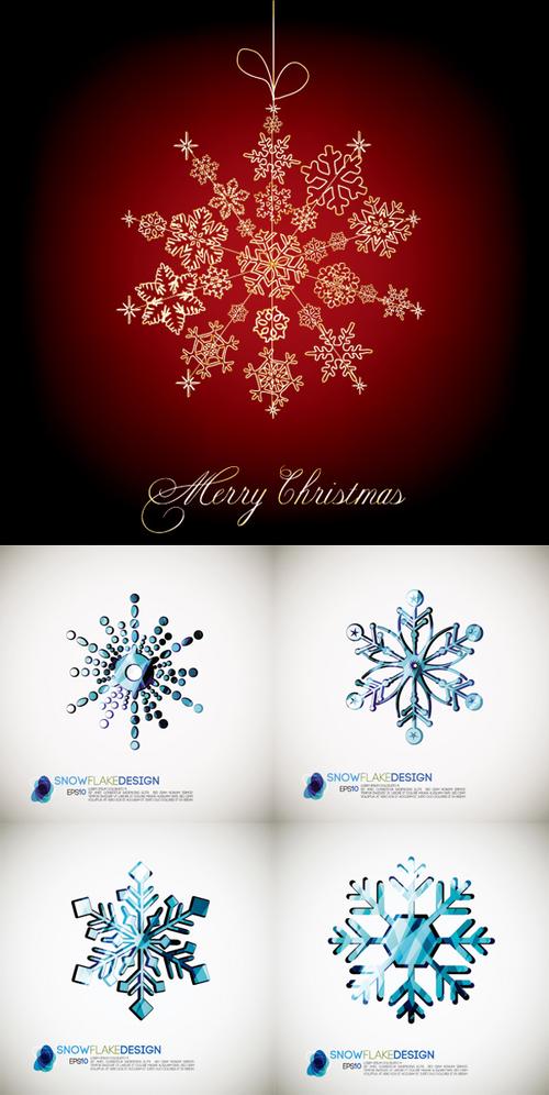 精致雪花设计矢量素材