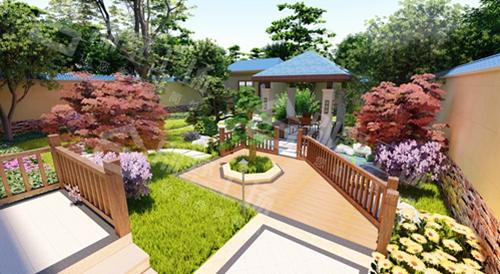 庭院景观两层别墅设计图片,带车库带偏房,小宅基强势推荐!