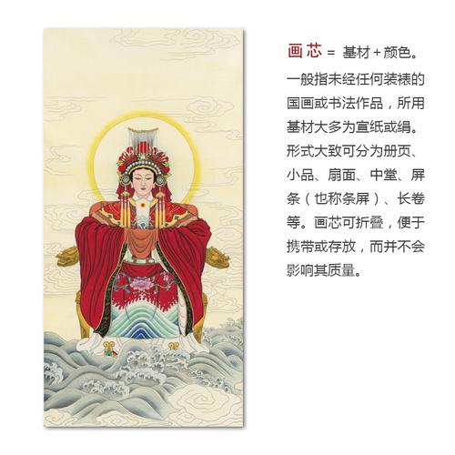 工笔道教神仙人物国画天妃天后圣母卷轴海神国画