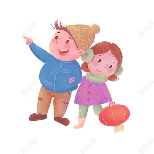 元宵节灯会看花灯人物素材