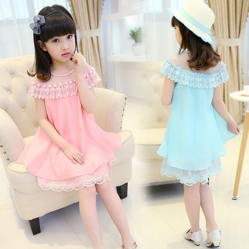 乌鹿童装女童连衣裙2020夏季新款中大童雪纺珍珠公主裙514岁女孩洋气
