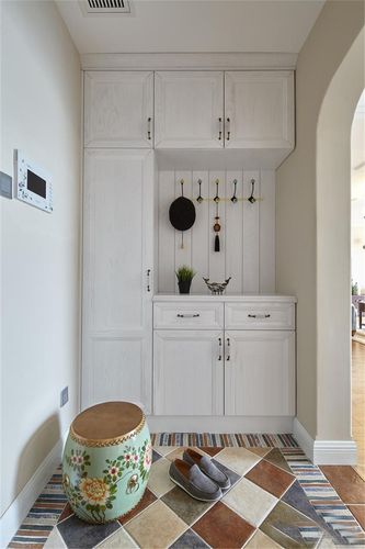 入户鞋柜和衣柜一体效果图门厅鞋架衣帽架一体比例尺寸设计图片