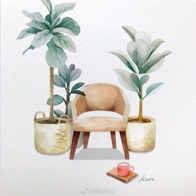 小清新水彩花卉绿植 插画师:kate kyehyun park
