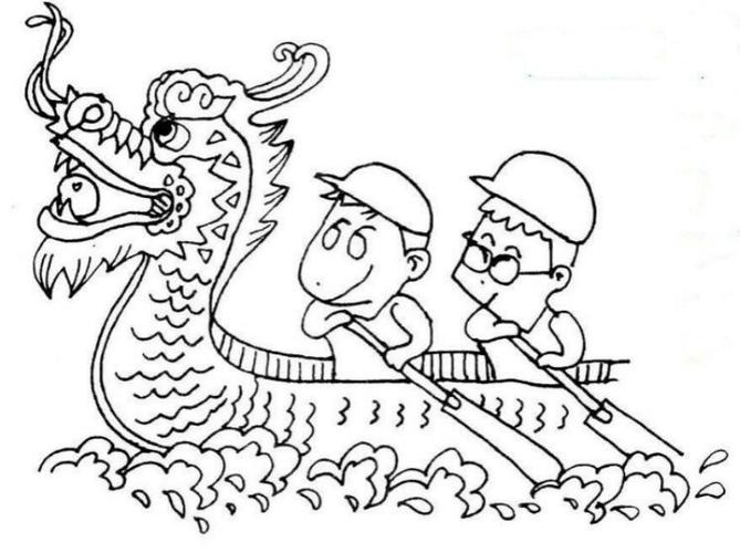 端午节简笔画,赛龙舟简笔画图片